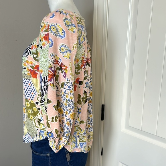 Maeve by Anthropologie Boswell Patchwork Blouse Paisley Pink Sz 0 - Picture 8 of 14